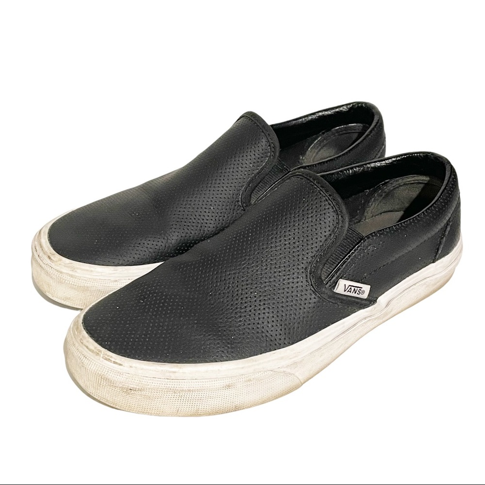 Vans Size 6.5 Classic Slip On Black Leather Slip On Shoes Women’s